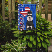 Black and Silver Schnauzer USA American Flag Garden Size