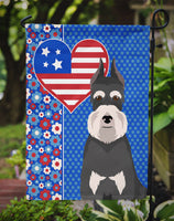 Black and Silver Schnauzer USA American Flag Garden Size