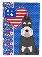 Black and Silver Schnauzer USA American Flag Garden Size