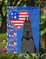 Black Schnauzer USA American Flag Garden Size