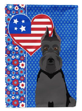 Black Schnauzer USA American Flag Garden Size