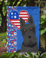 Black Scottish Terrier USA American Flag Garden Size