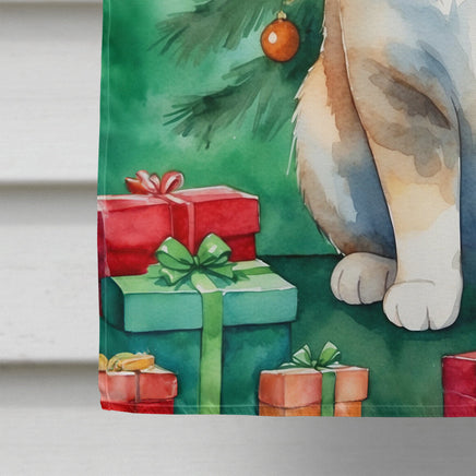 Exotic Shorthair Cat by the Christmas Tree House Flag