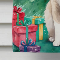 Snowshoe Cat by the Christmas Tree House Flag