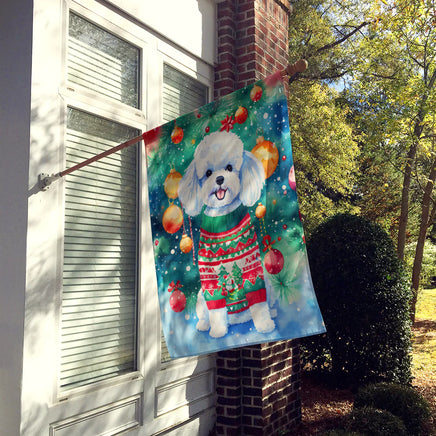 Bichon Frise Christmas House Flag