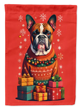 Fawn Boxer Cropped Ears Holiday Christmas House Flag