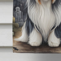 Bearded Collie Spooky Halloween House Flag