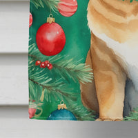 Chausie Cat by the Christmas Tree House Flag