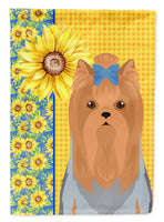 Summer Sunflowers Blue and Tan Full Coat Yorkshire Terrier House Flag