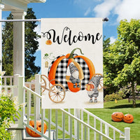 Thanksgiving Fall Garden Flag 28X40, Pumpkin Gnome Pumpkin Truck Welcome Large Fall Flag for Fall Autumn Thanksgiving Outdoor Yard Decor Double Sided