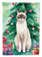 Snowshoe Cat by the Christmas Tree House Flag