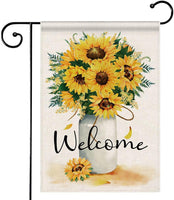 SENYUE Welcome Fall Garden Flag 12 X 18 Inch, Fall Garden Flag Double Sided, Fall Small Garden Flag Outdoor Decoration,Sunflowers