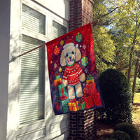 Poodle Holiday Christmas House Flag