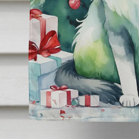 Oriental Longhair Cat by the Christmas Tree House Flag