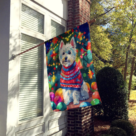 Westie Christmas House Flag