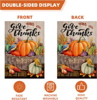 Thanksgiving Fall Garden Flags 12X18 Double Sided Pumpkin Basket Harvest Decoration Outdoor Porch, Thanksgiving Farmhouse Lawn Fall Yard Flag Decoration