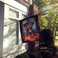 Silky Terrier Witchy Halloween House Flag