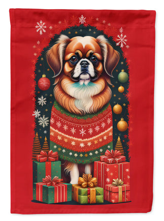 Tibetan Spaniel Holiday Christmas House Flag