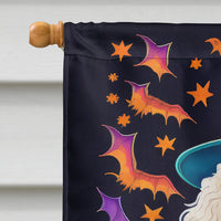 White Standard Poodle Witchy Halloween House Flag