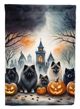 Keeshond Spooky Halloween House Flag