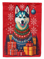 Siberian Husky Holiday Christmas House Flag