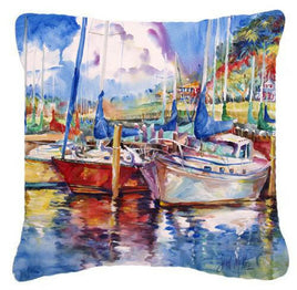 Tree Boats Sailboats Canvas Fabric Decorative Pillow JMK1247PW1414