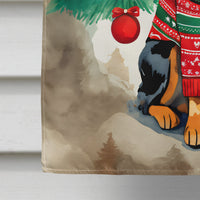 Black and Tan Coonhound Christmas House Flag