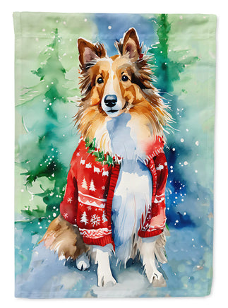 Sheltie Christmas House Flag