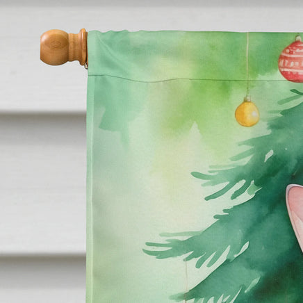 Oriental Shorthair Cat by the Christmas Tree House Flag