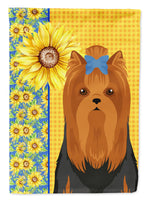 Summer Sunflowers Black and Tan Full Coat Yorkshire Terrier House Flag