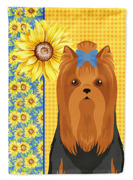 Summer Sunflowers Black and Tan Full Coat Yorkshire Terrier House Flag