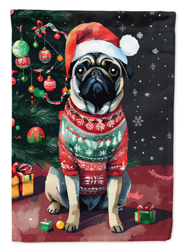 Pug Christmas House Flag