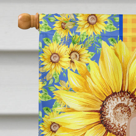 Summer Sunflowers Fawn Cardigan Corgi House Flag