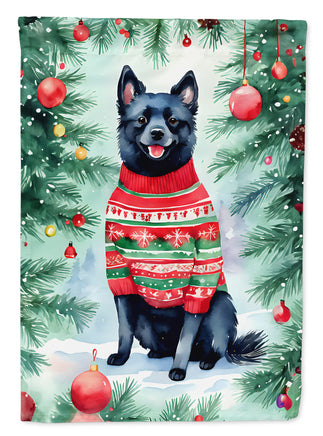 Schipperke Christmas House Flag