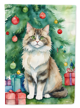 Ragamuffin Cat by the Christmas Tree House Flag