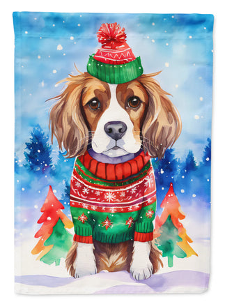 Cavalier Spaniel Christmas House Flag