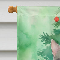 Ural Rex Cat by the Christmas Tree House Flag