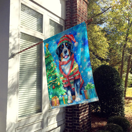 Bernese Mountain Dog Christmas House Flag