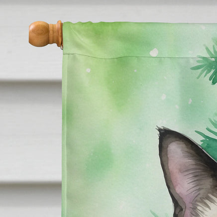 Siamese Cat by the Christmas Tree House Flag