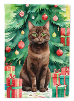 York Chocolate Cat by the Christmas Tree House Flag