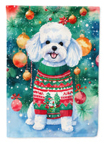 Bichon Frise Christmas House Flag