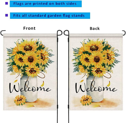 SENYUE Welcome Fall Garden Flag 12 X 18 Inch, Fall Garden Flag Double Sided, Fall Small Garden Flag Outdoor Decoration,Sunflowers