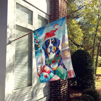 Bernese Mountain Dog Christmas House Flag