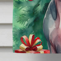 Sphynx Cat by the Christmas Tree House Flag