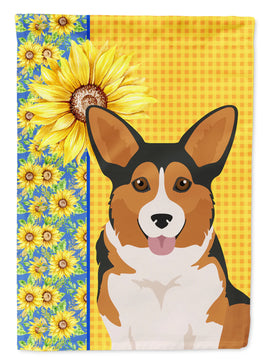 Summer Sunflowers Sable Pembroke Corgi House Flag