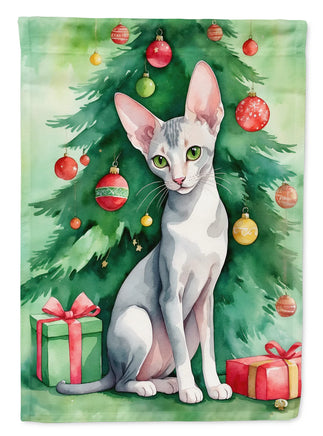 Oriental Shorthair Cat by the Christmas Tree House Flag