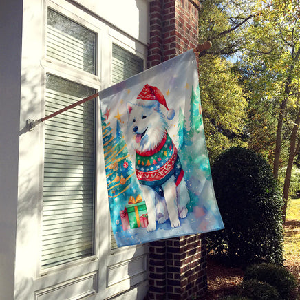 Samoyed Christmas House Flag