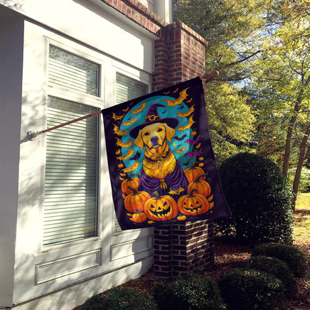 Yellow Labrador Retriever Witchy Halloween House Flag