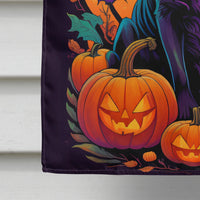 Black Labrador Retriever Witchy Halloween House Flag