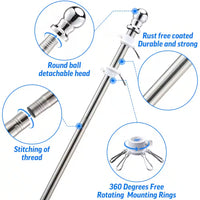 6 Ft. Stainless Steel Adjustable Length Flagpole Silver